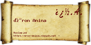 Áron Anina névjegykártya